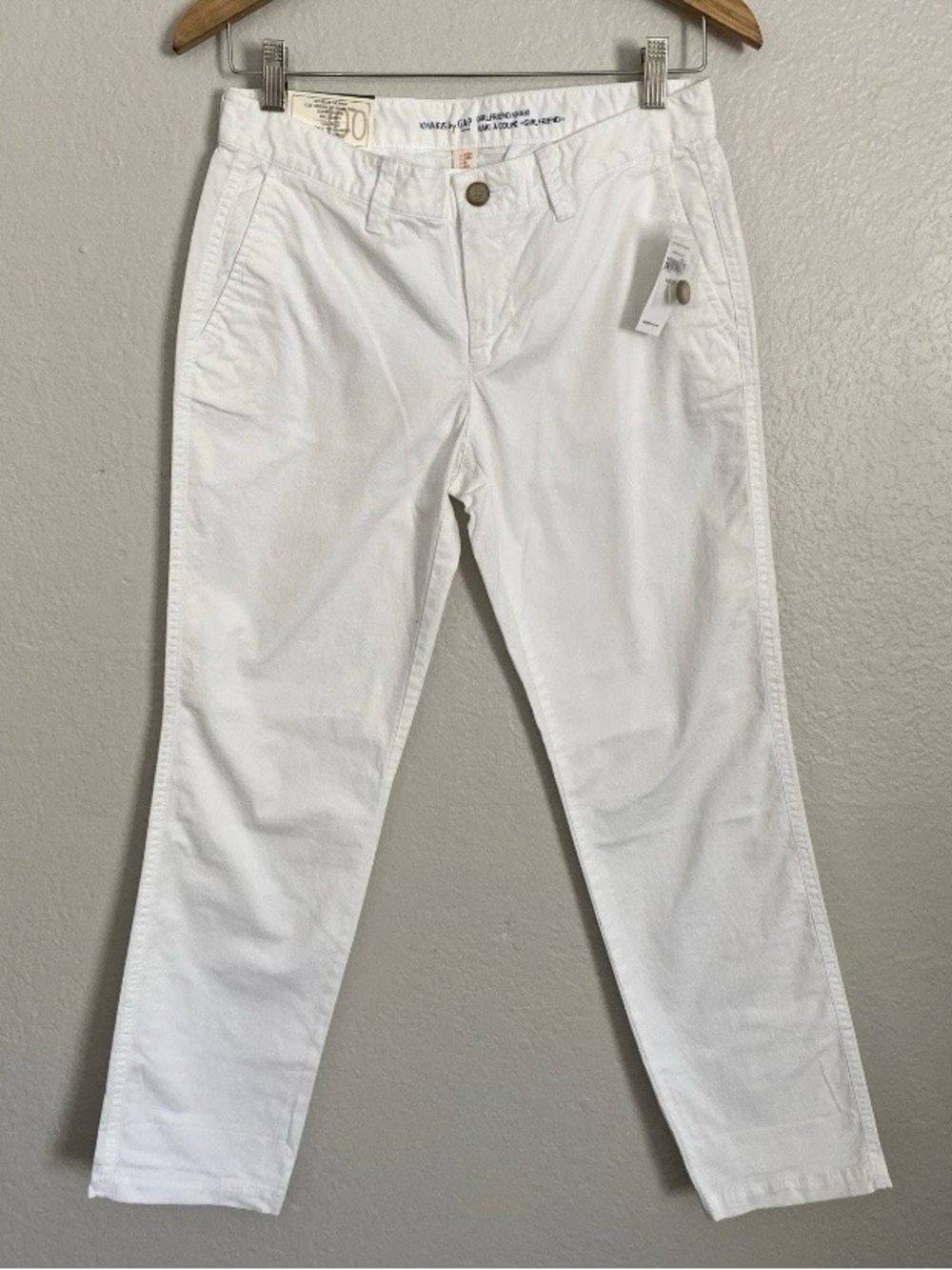 GAP Girlfriend Khaki Pants Womens 0/25 White Summer Cotton Blend Stretch NWT